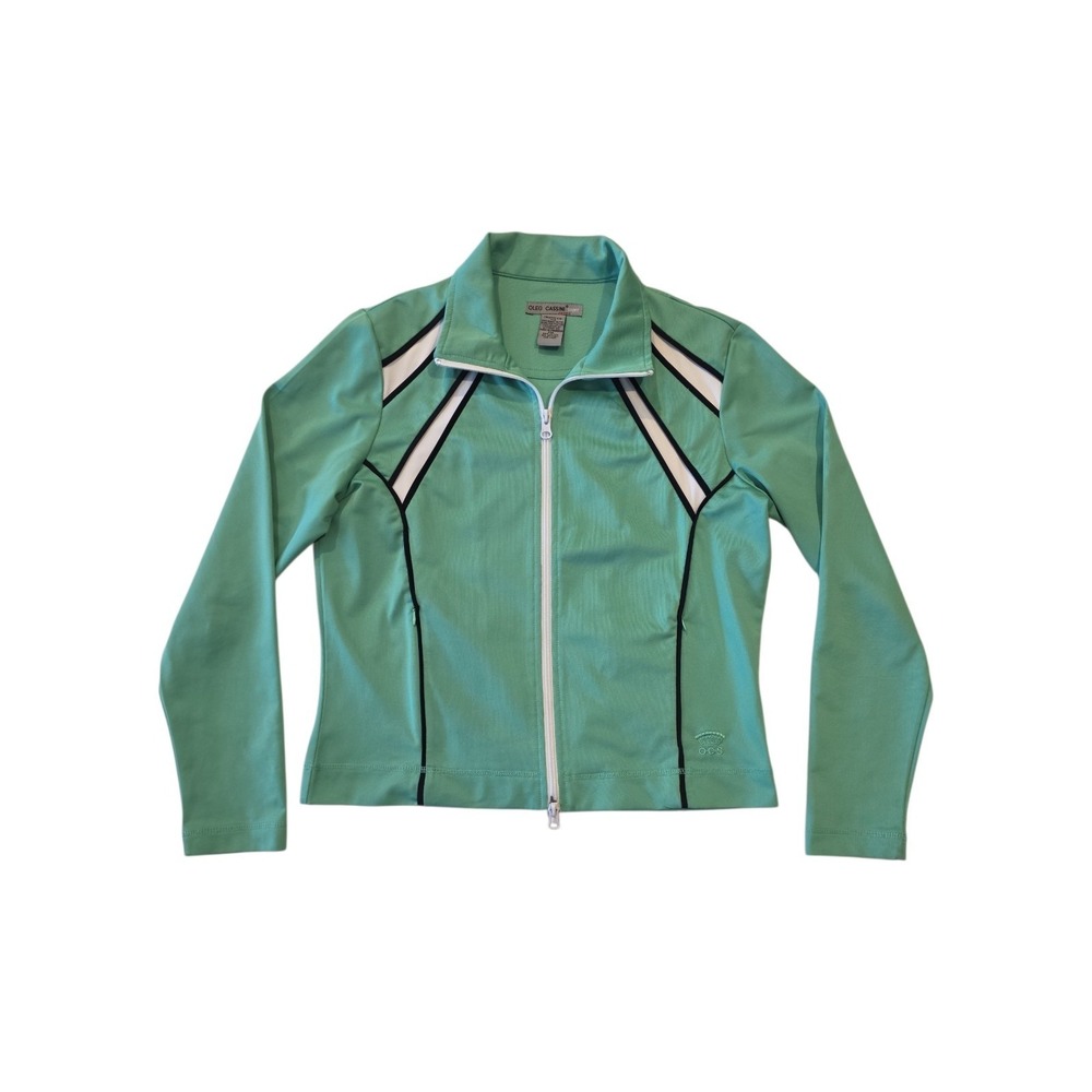 Oleg Cassini Sport Petite PM Mint Green Full Zip Athletic Jacket Womens